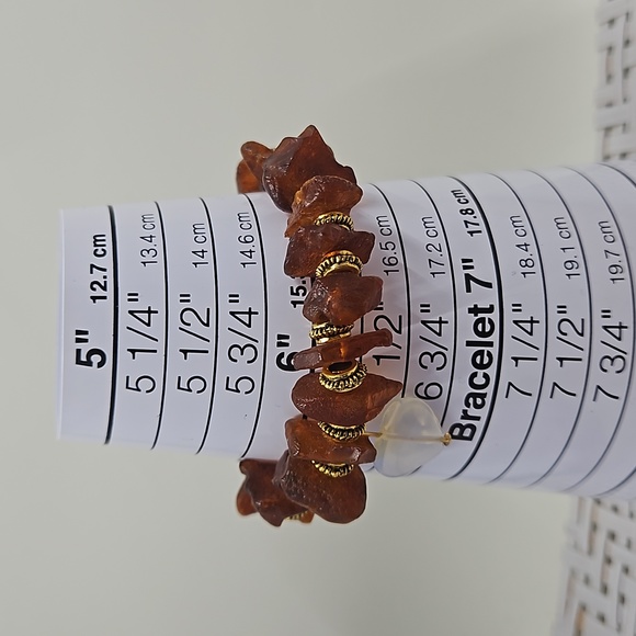 Handmade amber beads, gold spacers and a heart moonstone - Picture 3 of 3